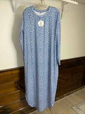 NWT Anrabess Sky Blue Floral‎ Lounge Maxi Dress- XL